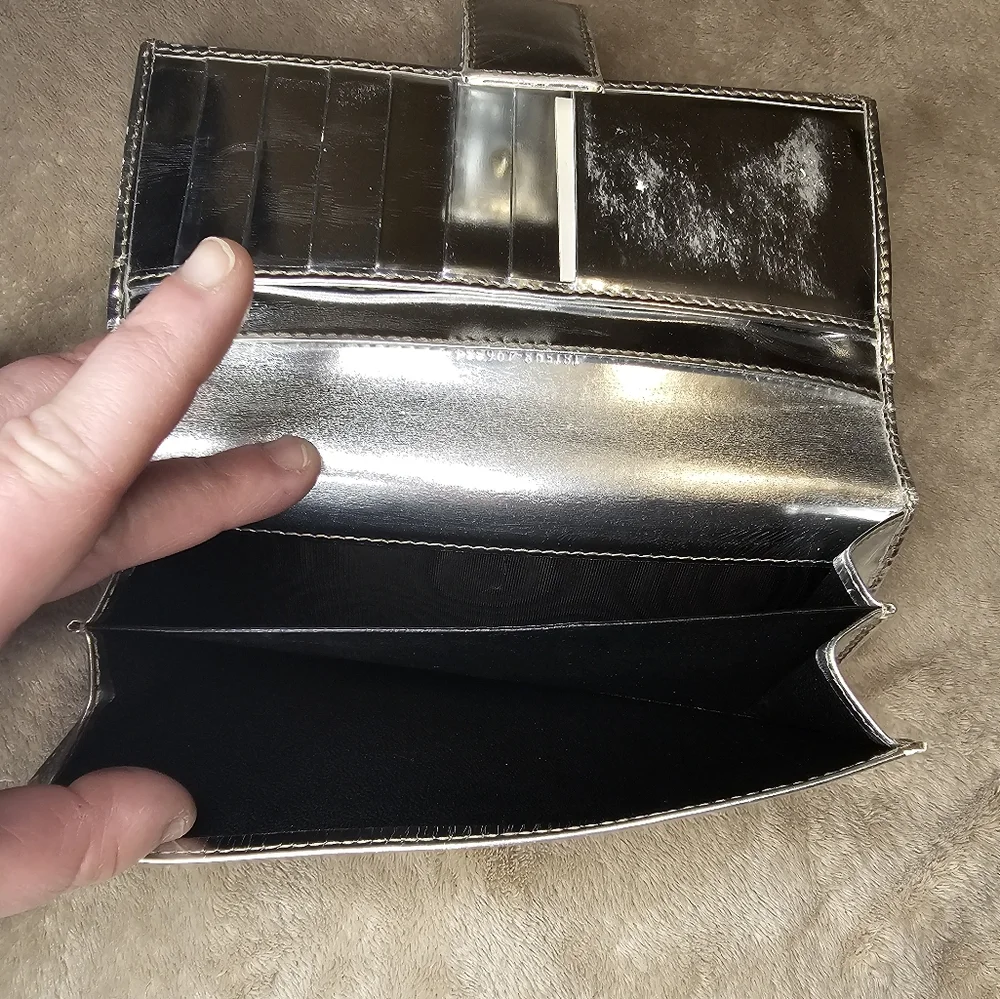 Gucci Rare Silver canvas Long Wallet with Box